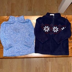 Crown & Ivy Set of 2 Blue Zip Fleece Pullovers 2T